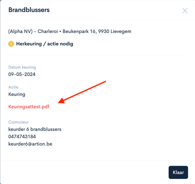 Keuringsattest downloaden